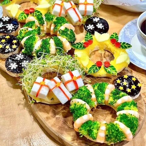 クリスマスリース風オープンサンド