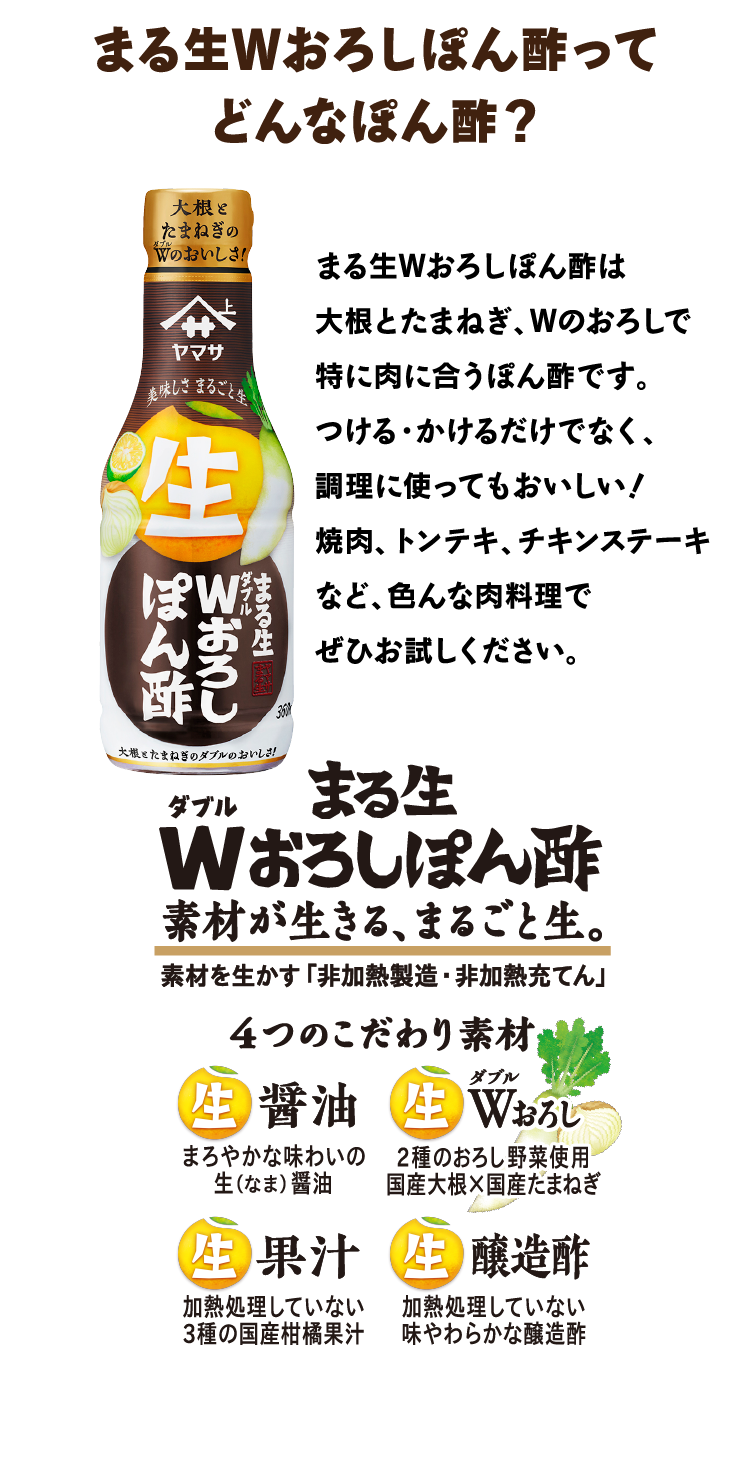 肉レシピ-まる生Wおろしぽん酢 【ヤマサ醤油株式会社】