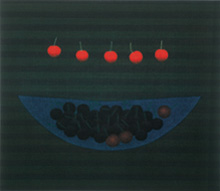 Cherries and Blue Bowl