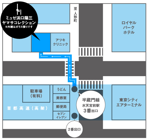 地図(水天宮前駅3番出口からお越しの場合)