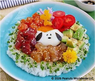 ポキ丼スヌーピー温たま乗せ